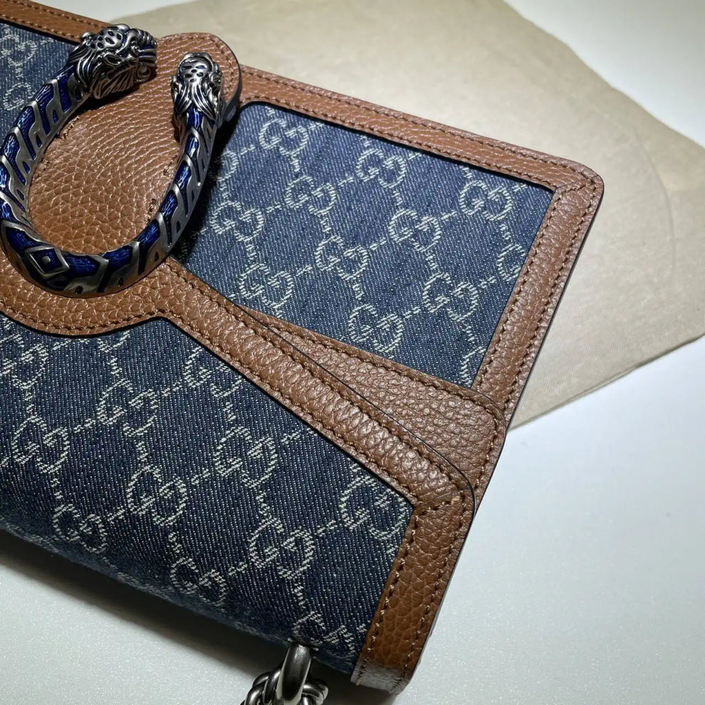 Gucci 400249 Dionysus Small GG Shoulder Bag Navy Blue