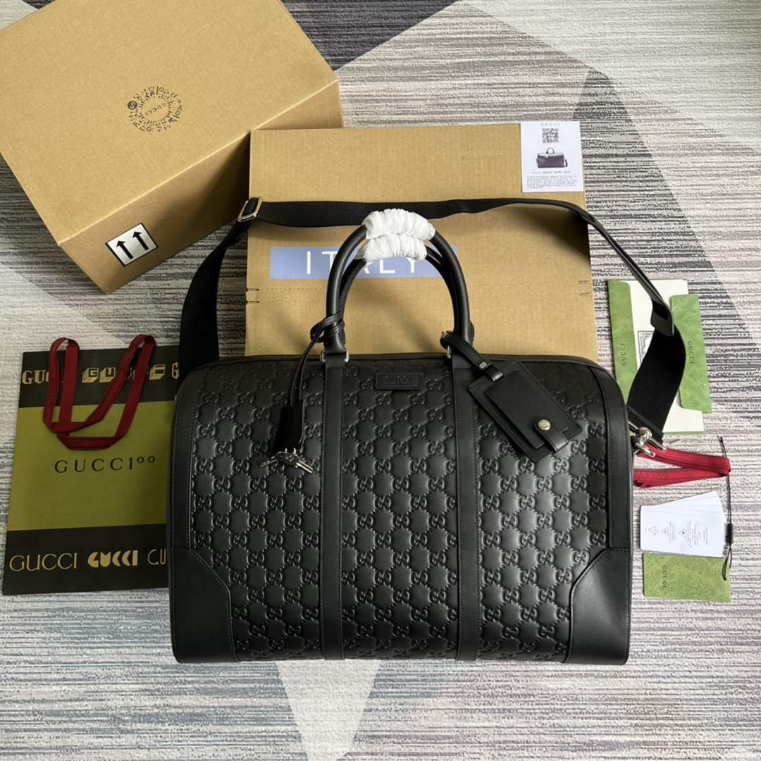 Gucci 406380 GG Embossed Duffle Bag Black - Default Title - View 1