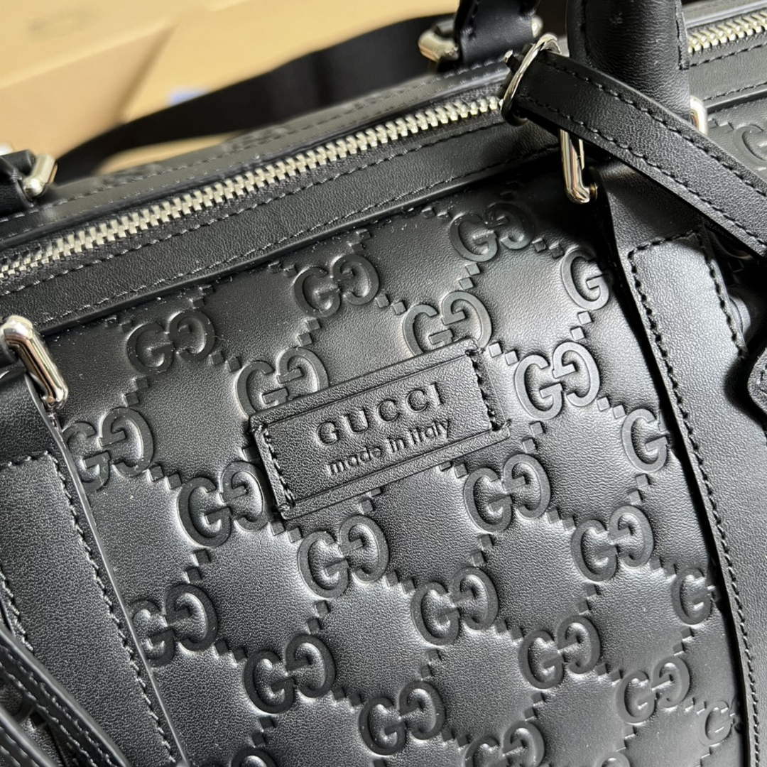 Gucci 406380 GG Embossed Duffle Bag Black - Default Title - View 6