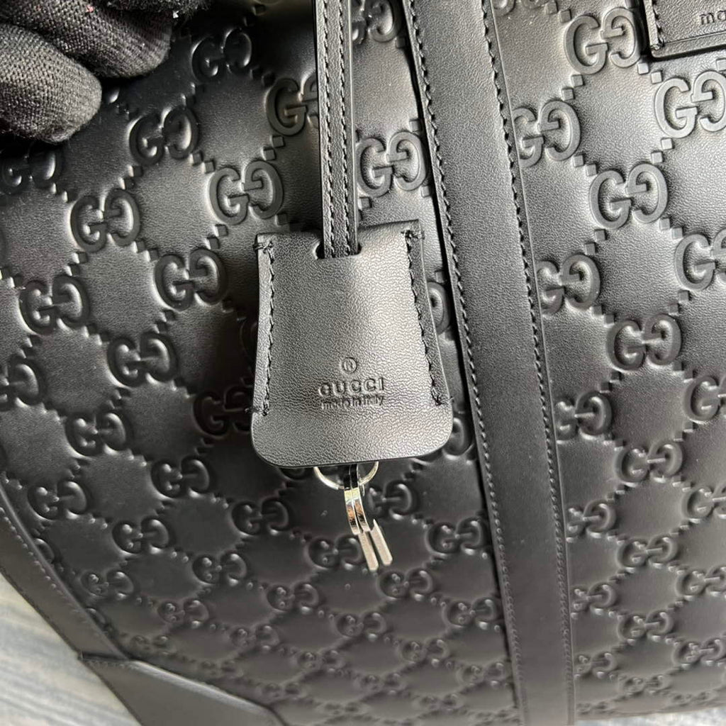 Gucci 406380 GG Embossed Duffle Bag Black