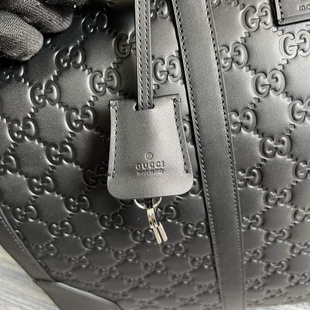 Gucci 406380 GG Embossed Duffle Bag Black