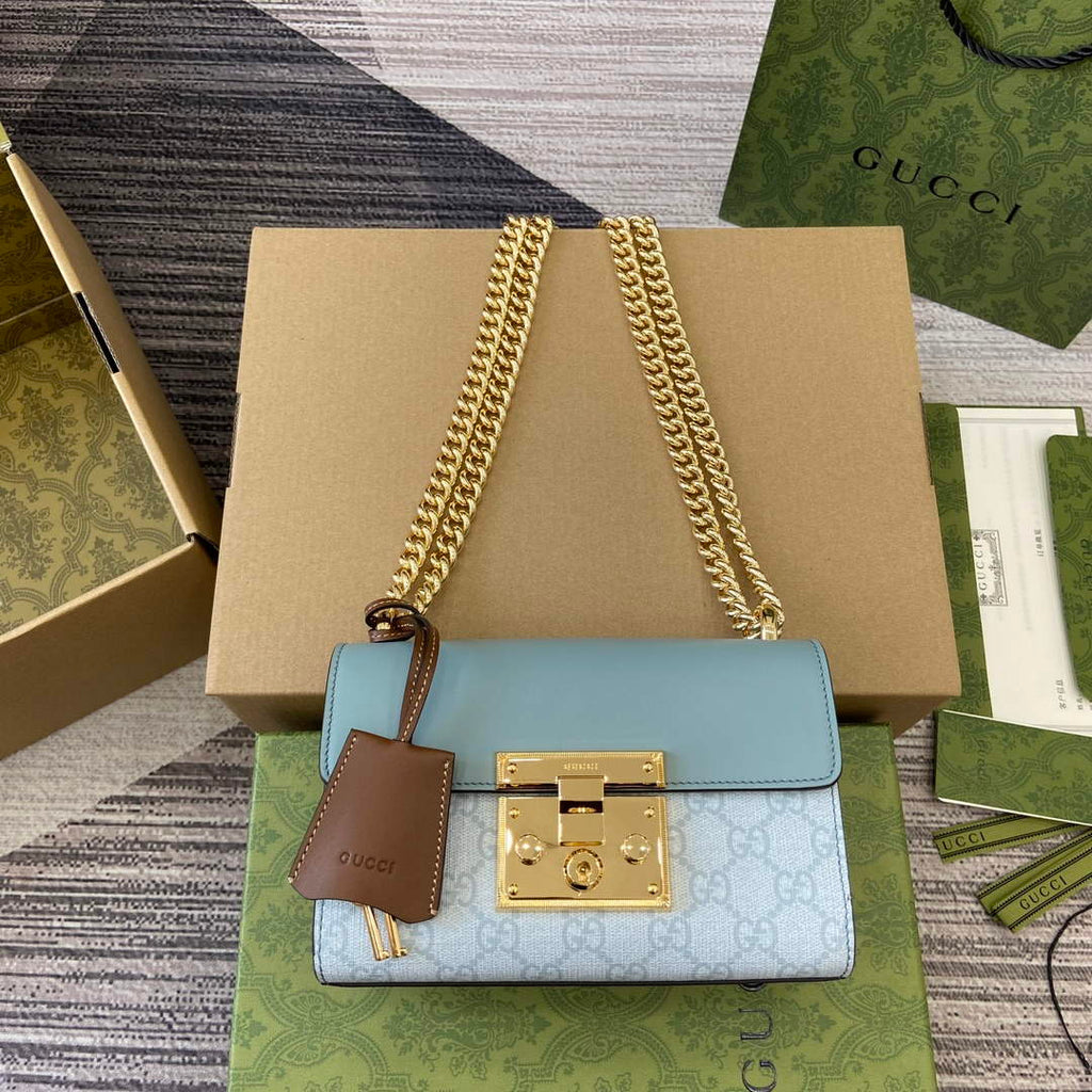 Gucci 409487 Padlock Small Shoulder Bag Blue