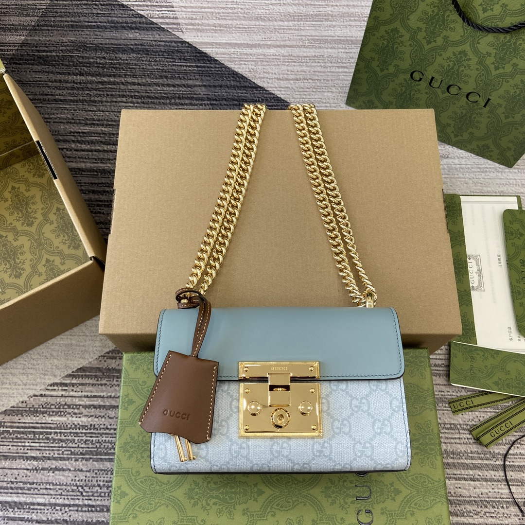 Gucci 409487 Padlock Small Shoulder Bag Blue - Default Title - View 1