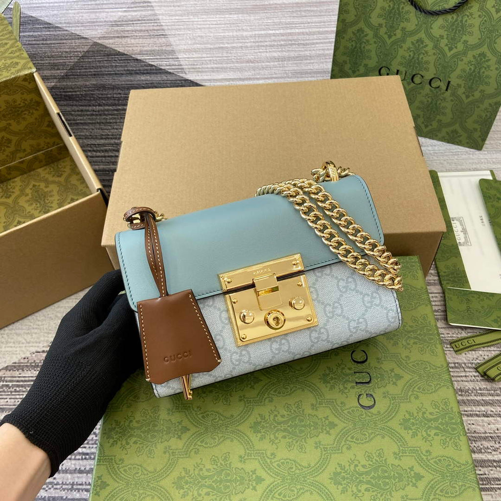 Gucci 409487 Padlock Small Shoulder Bag Blue