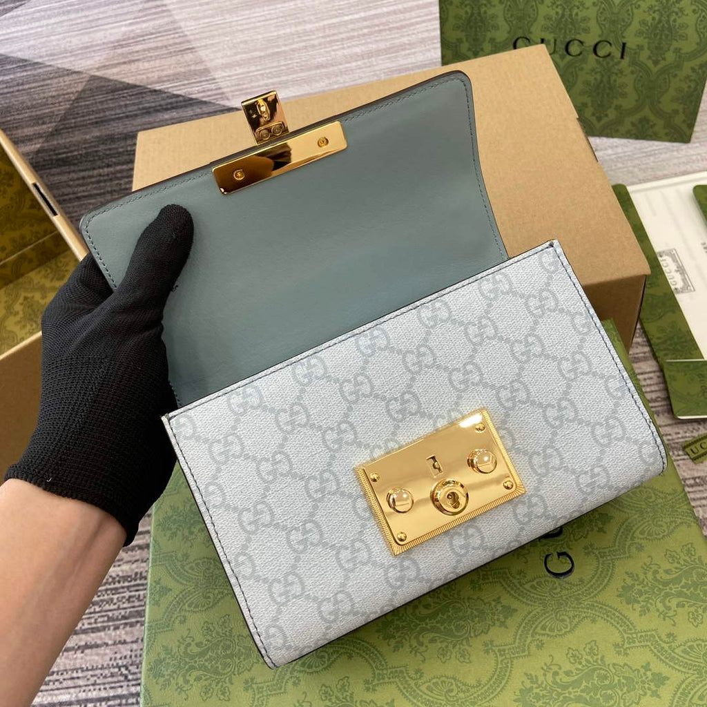 Gucci 409487 Padlock Small Shoulder Bag Blue