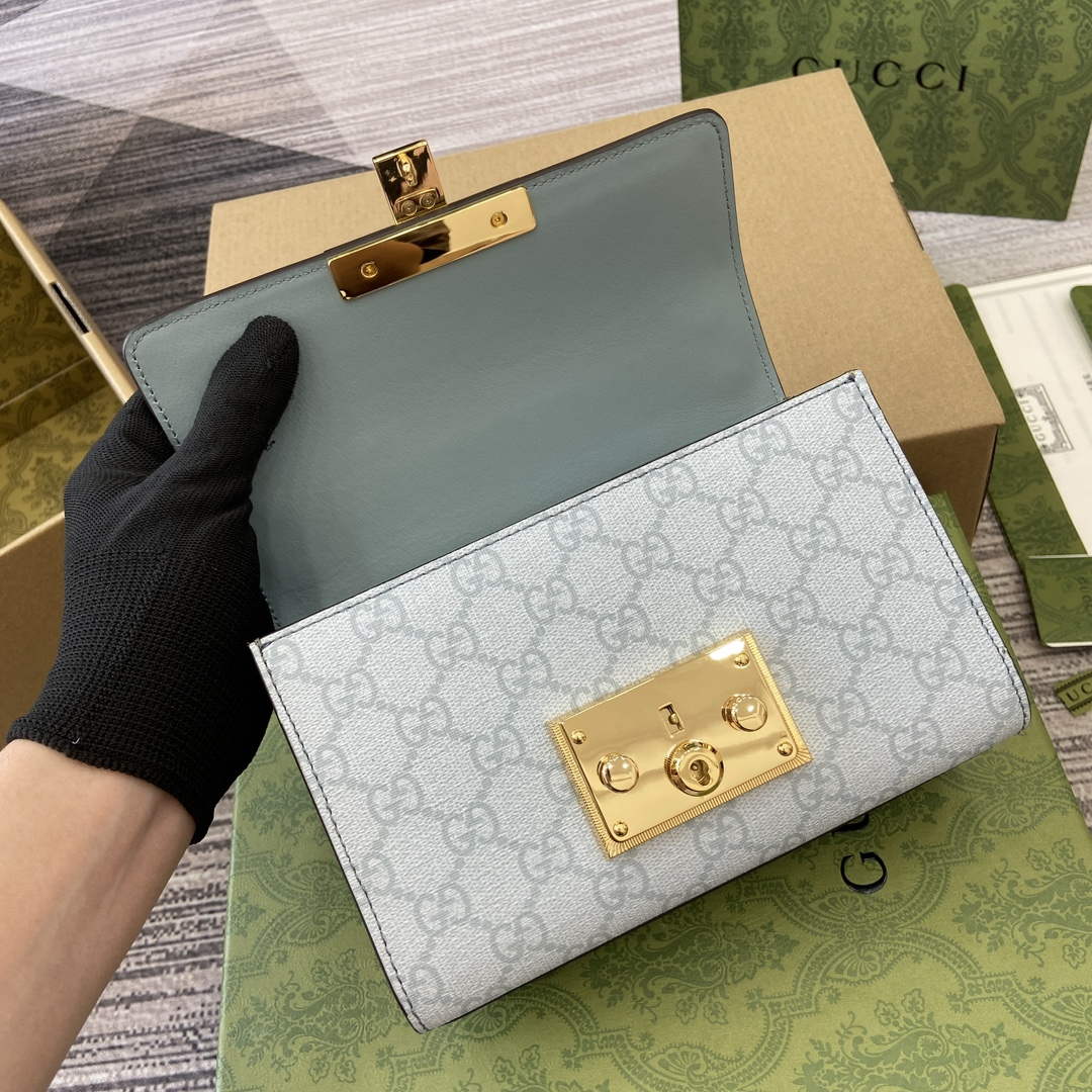 Gucci 409487 Padlock Small Shoulder Bag Blue