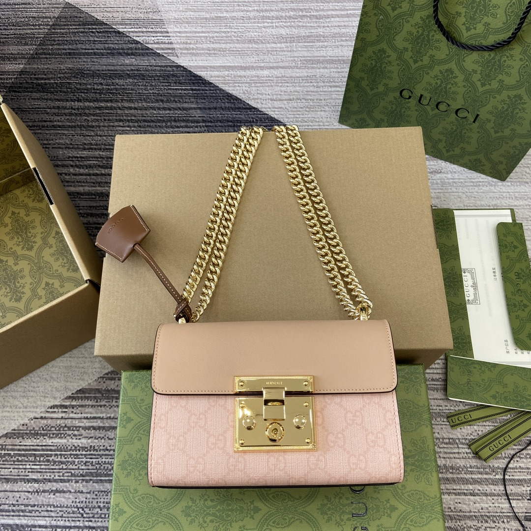 Gucci 409487 Padlock Small Shoulder Bag Pink - Default Title - View 1