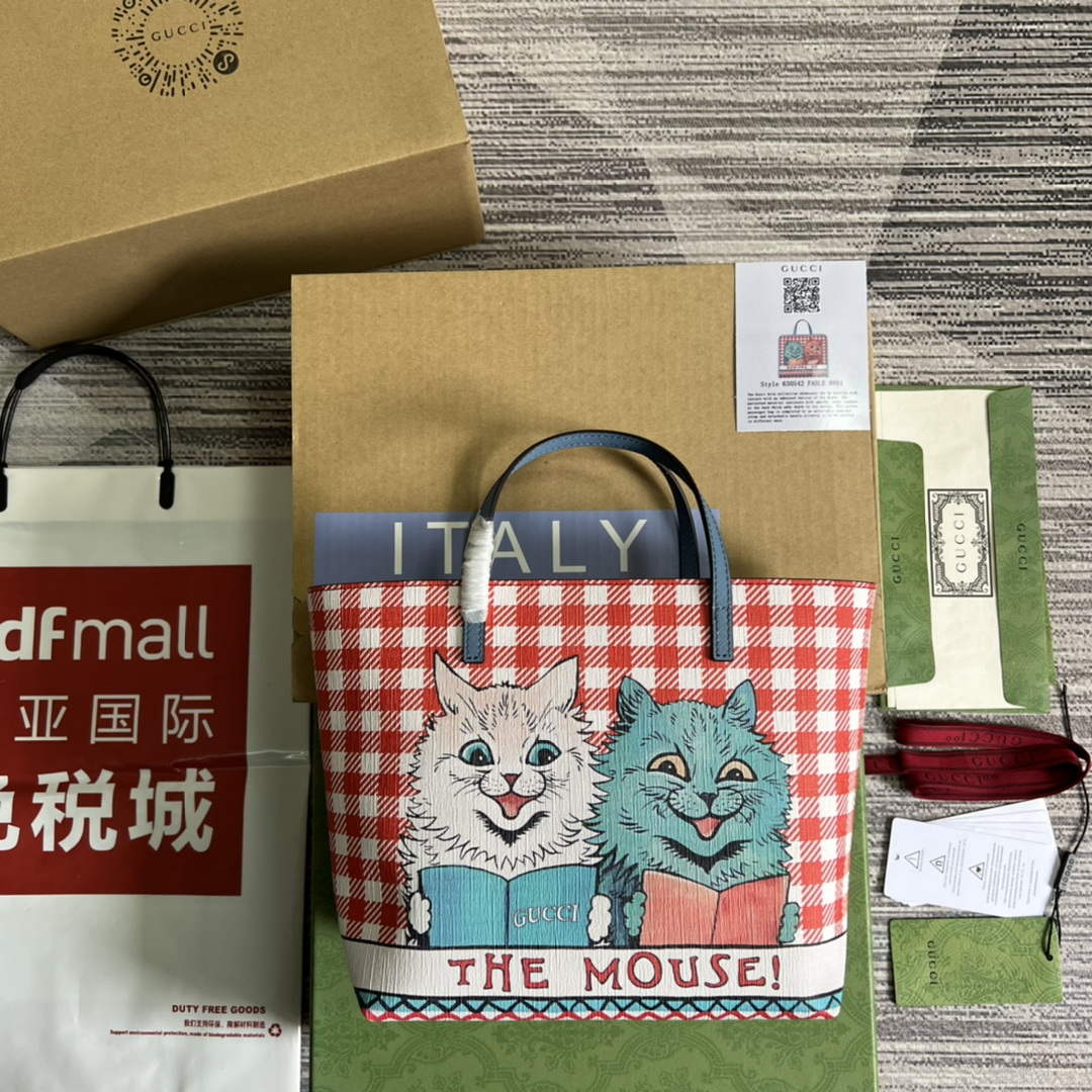 Gucci 410812 Children's Kitten Print Mini Shopping Bag
