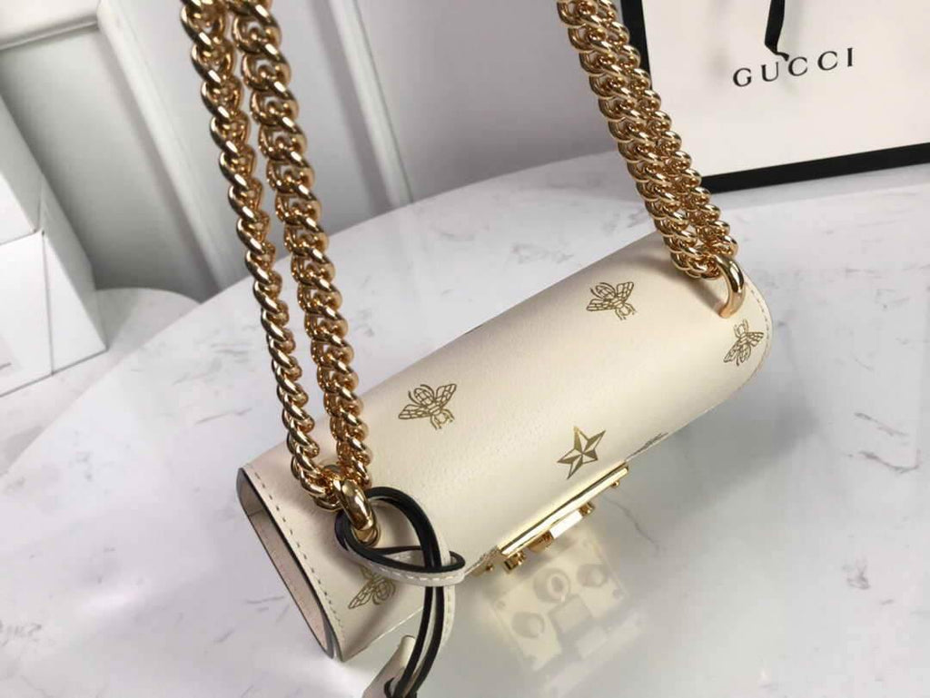 Gucci 432182 Padlock Bee Star small Shoulder Bag Beige - luxibagsmall