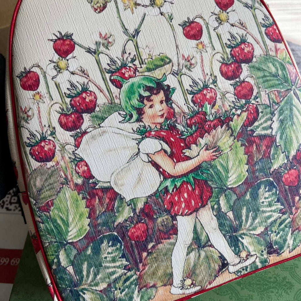 Gucci 433578 Children's Fairy Print Backpack Red