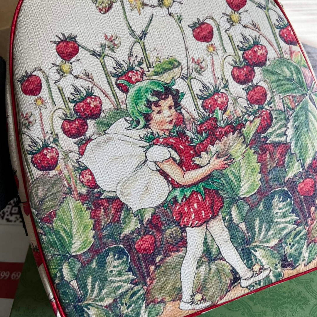 Gucci 433578 Children's Fairy Print Backpack Red