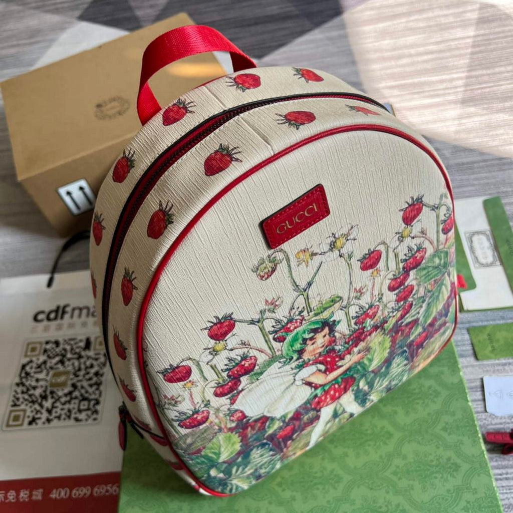 Gucci 433578 Children's Fairy Print Backpack Red