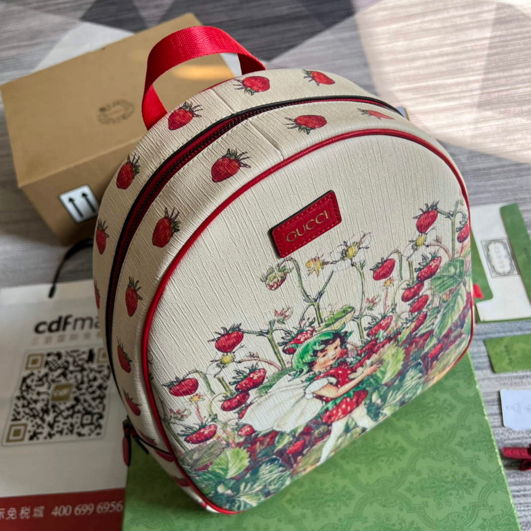 Gucci 433578 Children's Fairy Print Backpack Red