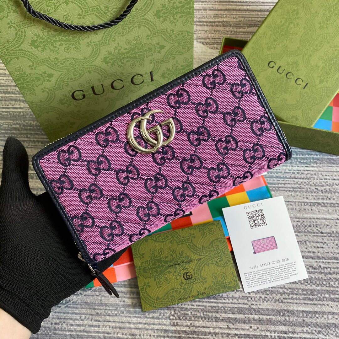 Gucci 443123 GG Marmont Matelass¨¦ Zip Around Wallet Purple - luxibagsmall