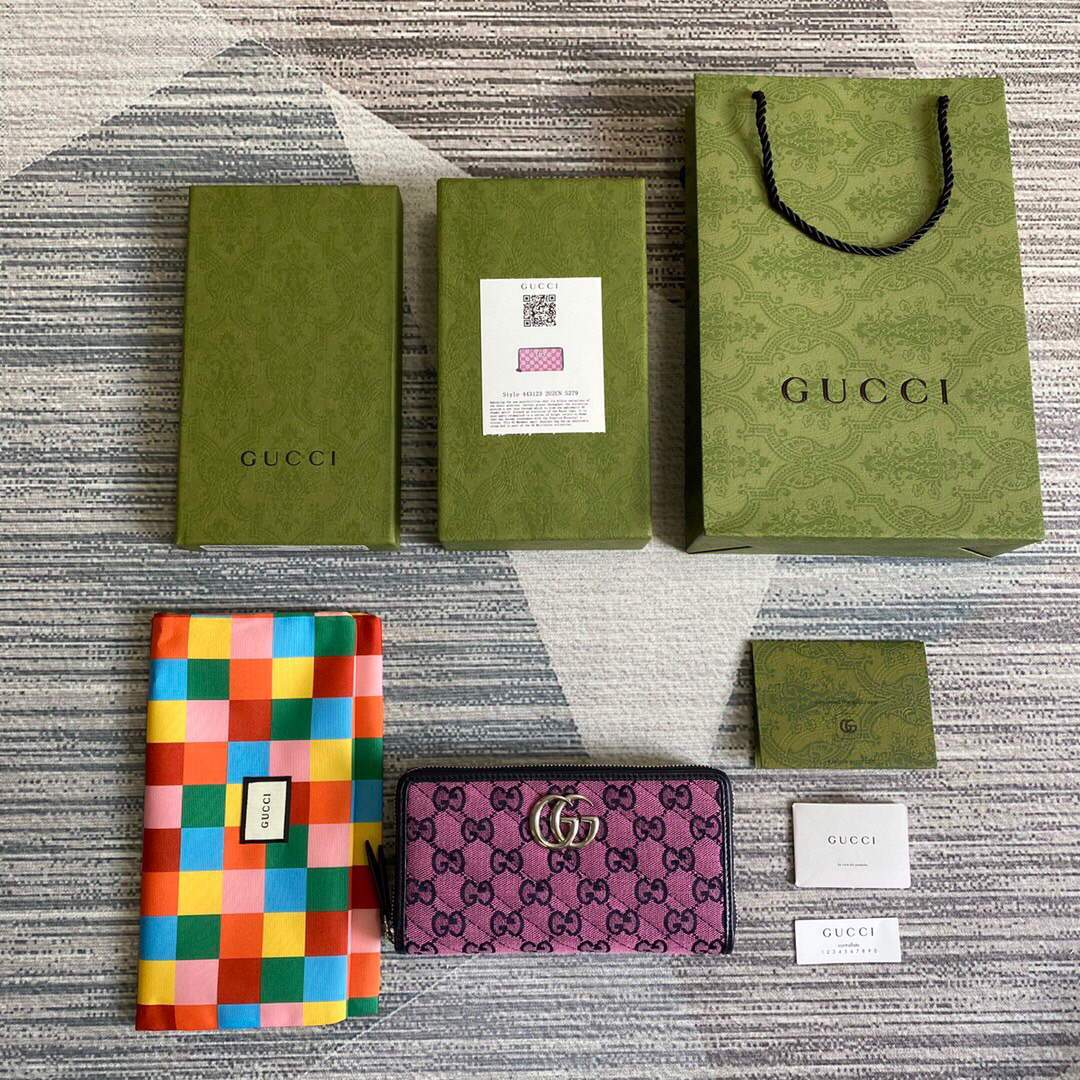 Gucci 443123 GG Marmont Matelass¨¦ Zip Around Wallet Purple - luxibagsmall