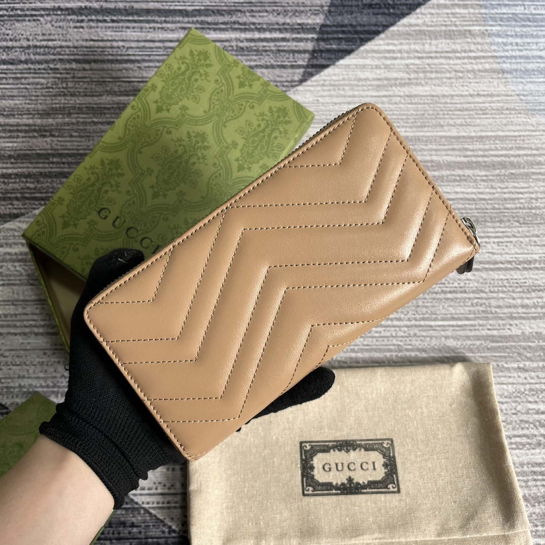 Gucci 443123 GG Marmont Zip Around Wallet Apricot - Default Title - View 2