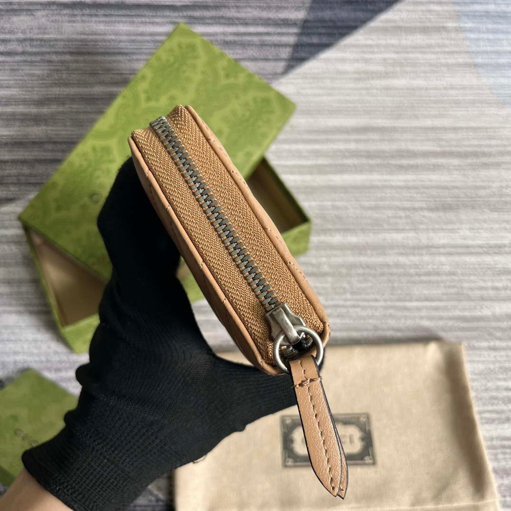 Gucci 443123 GG Marmont Zip Around Wallet Apricot