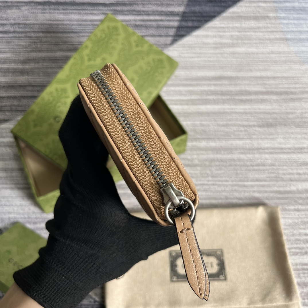 Gucci 443123 GG Marmont Zip Around Wallet Apricot
