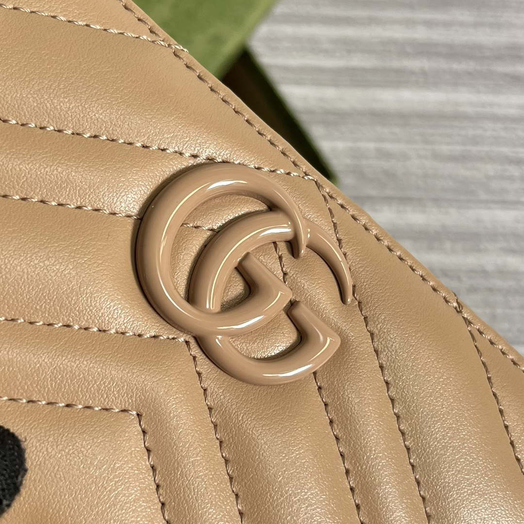 Gucci 443123 GG Marmont Zip Around Wallet Apricot