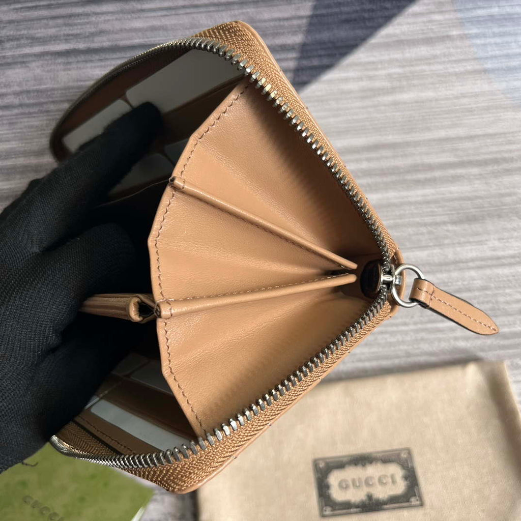 Gucci 443123 GG Marmont Zip Around Wallet Apricot