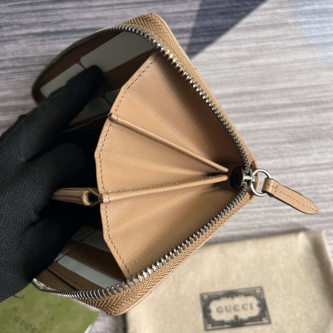 Gucci 443123 GG Marmont Zip Around Wallet Apricot