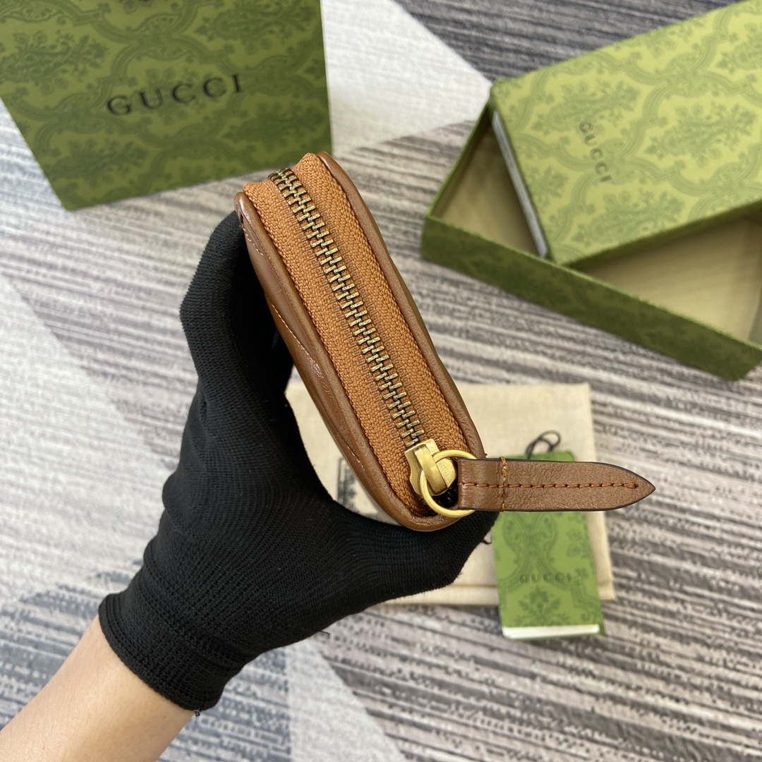 Gucci 443123 GG Marmont Zip Around Wallet Brown