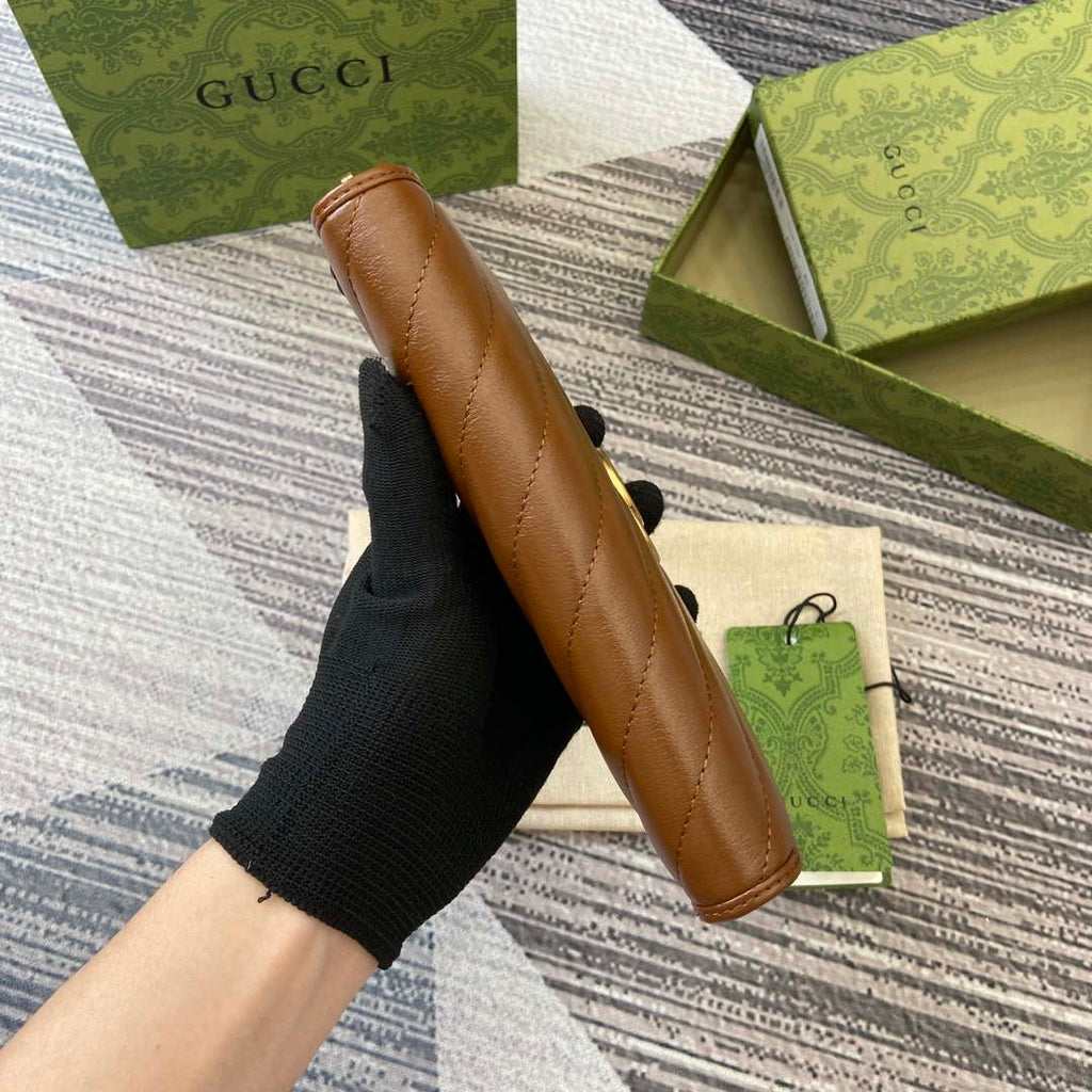 Gucci 443123 GG Marmont Zip Around Wallet Brown