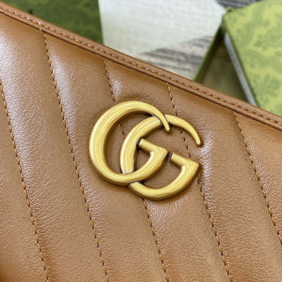 Gucci 443123 GG Marmont Zip Around Wallet Brown