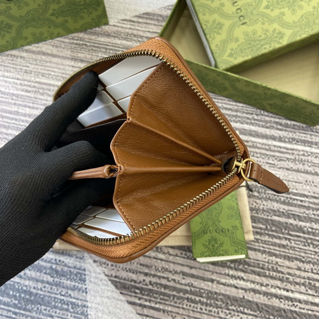 Gucci 443123 GG Marmont Zip Around Wallet Brown