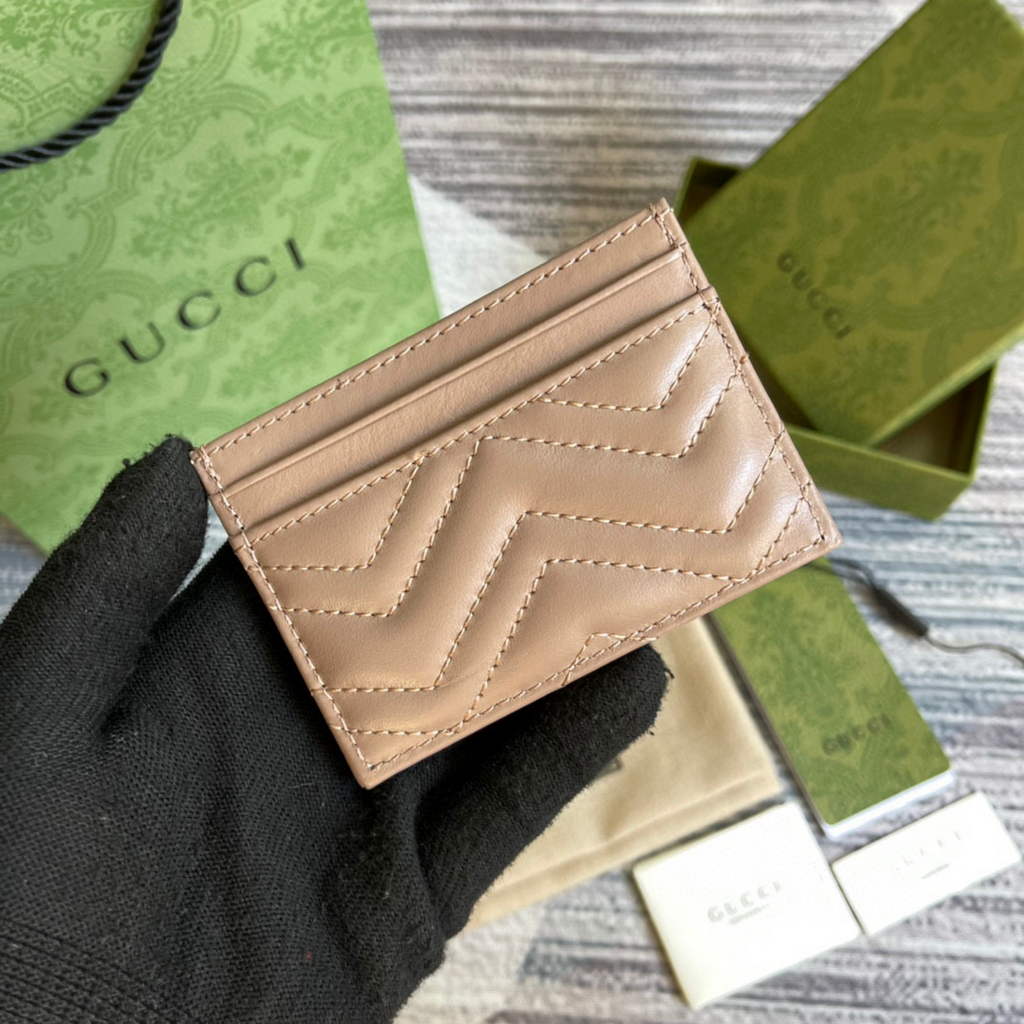 Gucci 443127 GG Marmont Card Case Apricot
