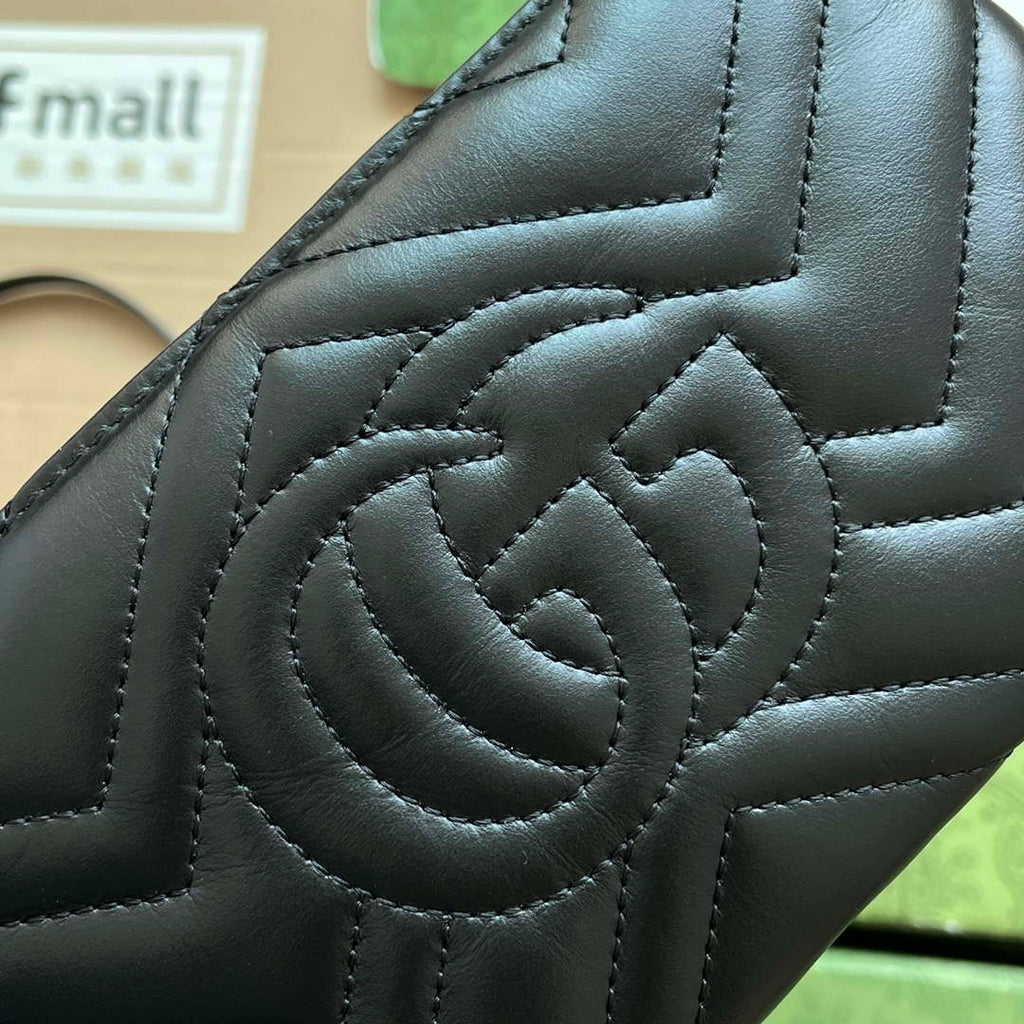 Gucci 443447 GG Marmmont wallet with chain Black leather