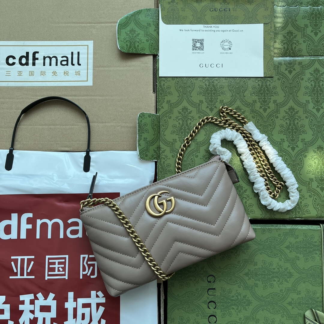 Gucci 443447 GG Marmmont wallet with chain Pink leather - Default Title - View 1