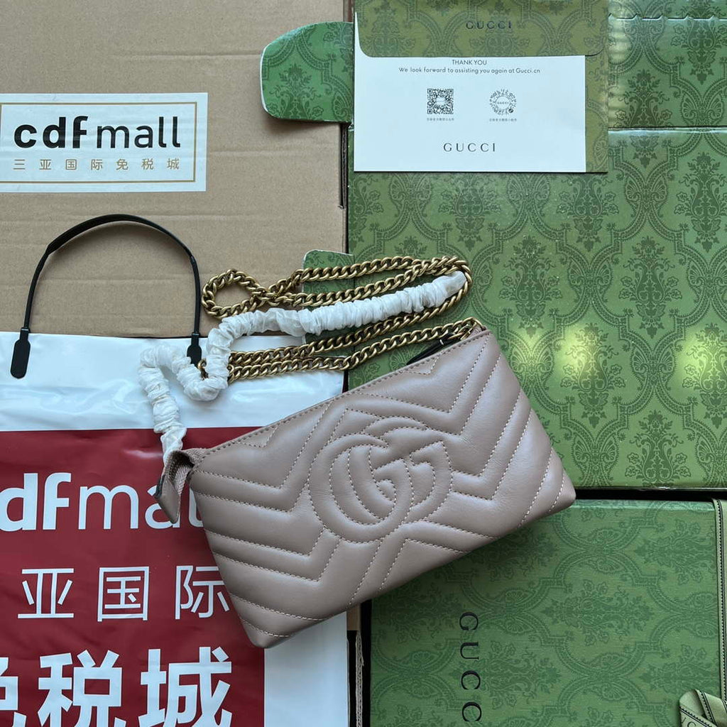Gucci 443447 GG Marmmont wallet with chain Pink leather