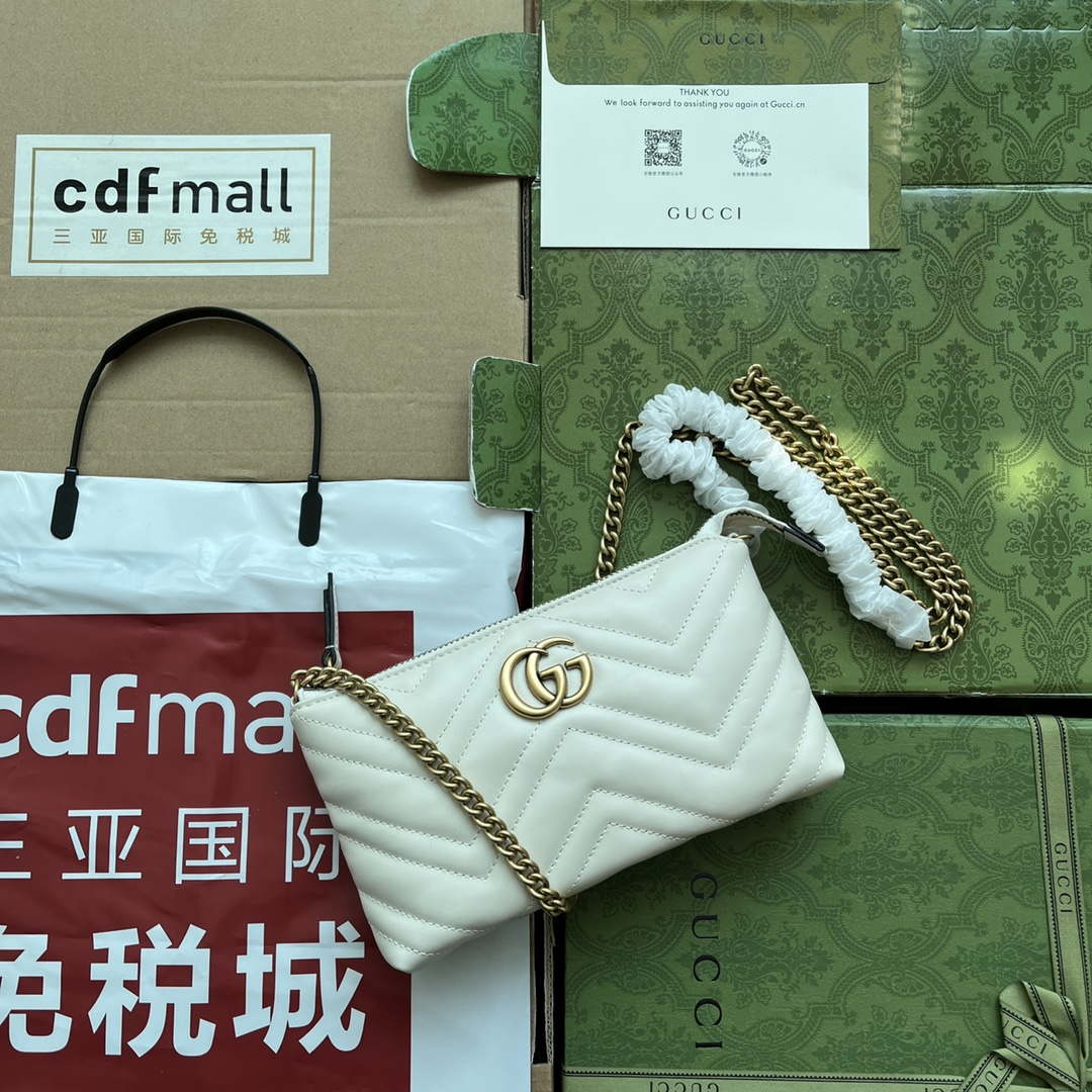 Gucci 443447 GG Marmmont wallet with chain White leather - Default Title - View 1