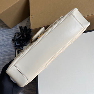 Gucci 443496 GG Marmont Medium Matelass¨¦ Shoulder Bag White - luxibagsmall