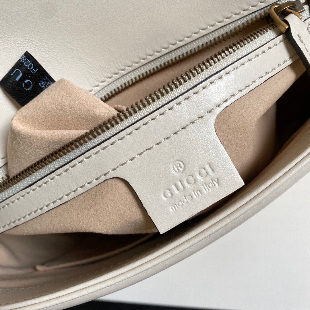 Gucci 443496 GG Marmont Medium Matelass¨¦ Shoulder Bag White - luxibagsmall