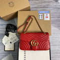 Gucci 443496 GG Marmont Medium Matelass¨¦ Shoulder Bag Red - luxibagsmall