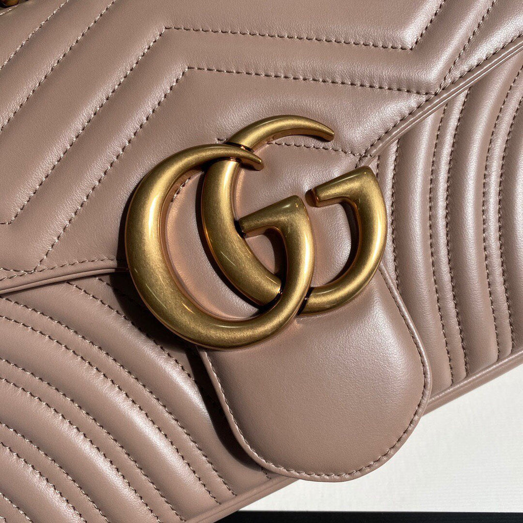 Gucci 443496 GG Marmont Medium Matelass¨¦ Shoulder Bag Light Pink - luxibagsmall