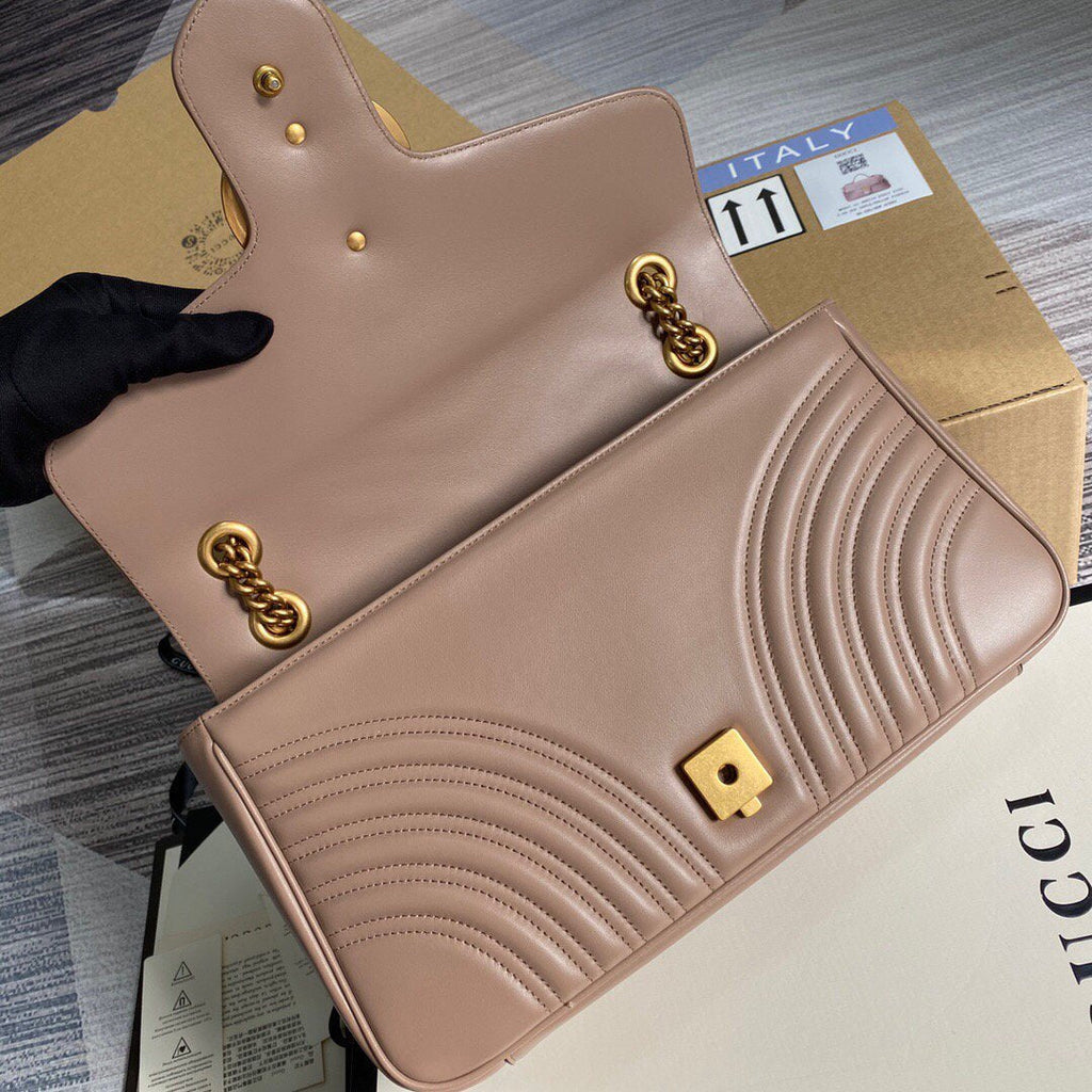 Gucci 443496 GG Marmont Medium Matelass¨¦ Shoulder Bag Light Pink - luxibagsmall