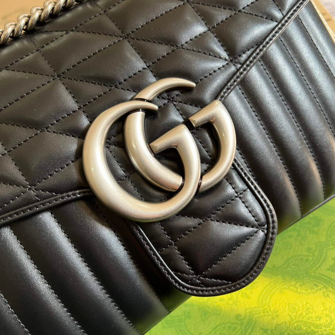 Gucci 443496 GG Marmont medium shoulder bag Black - Default Title - View 6