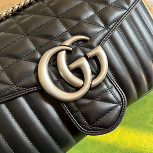 Gucci 443496 GG Marmont medium shoulder bag Black - Default Title - View 6