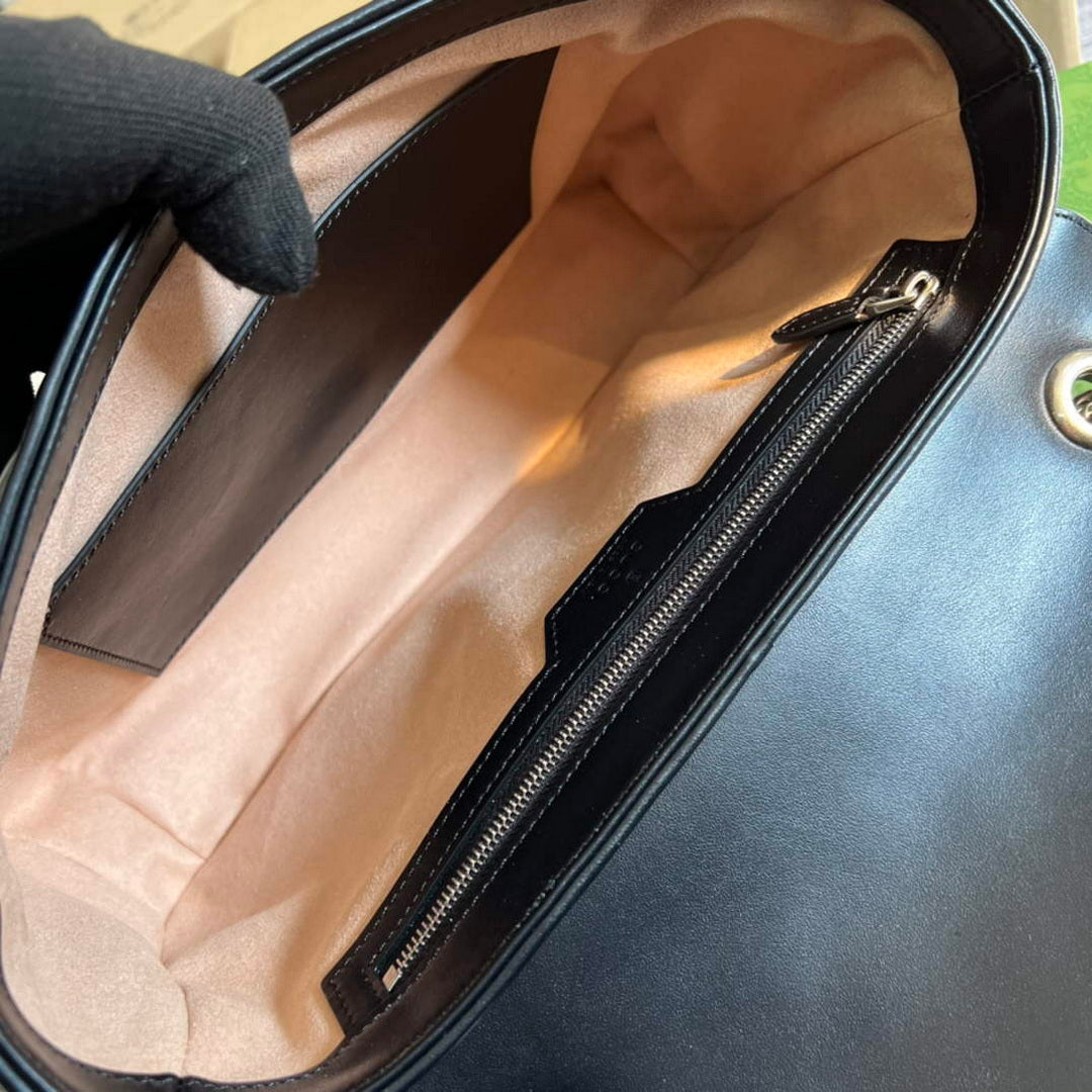Gucci 443496 GG Marmont medium shoulder bag Black