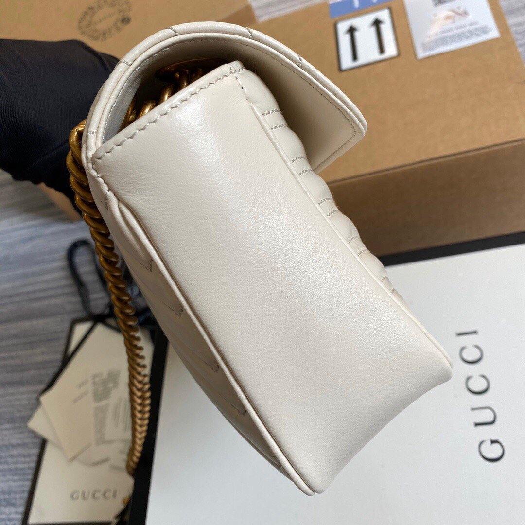 Gucci 443497 GG Marmont Matelass¨¦ Shoulder Bag White - luxibagsmall