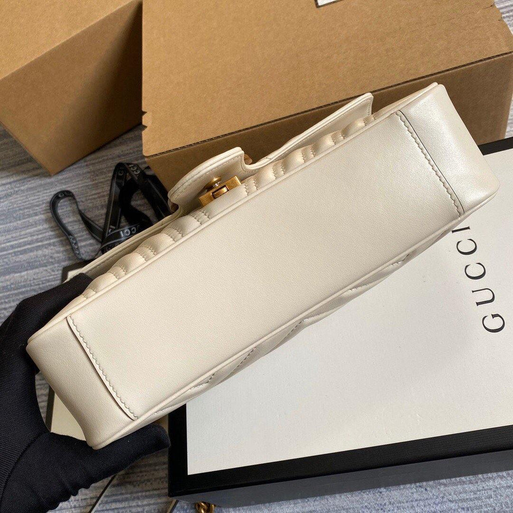 Gucci 443497 GG Marmont Matelass¨¦ Shoulder Bag White - luxibagsmall