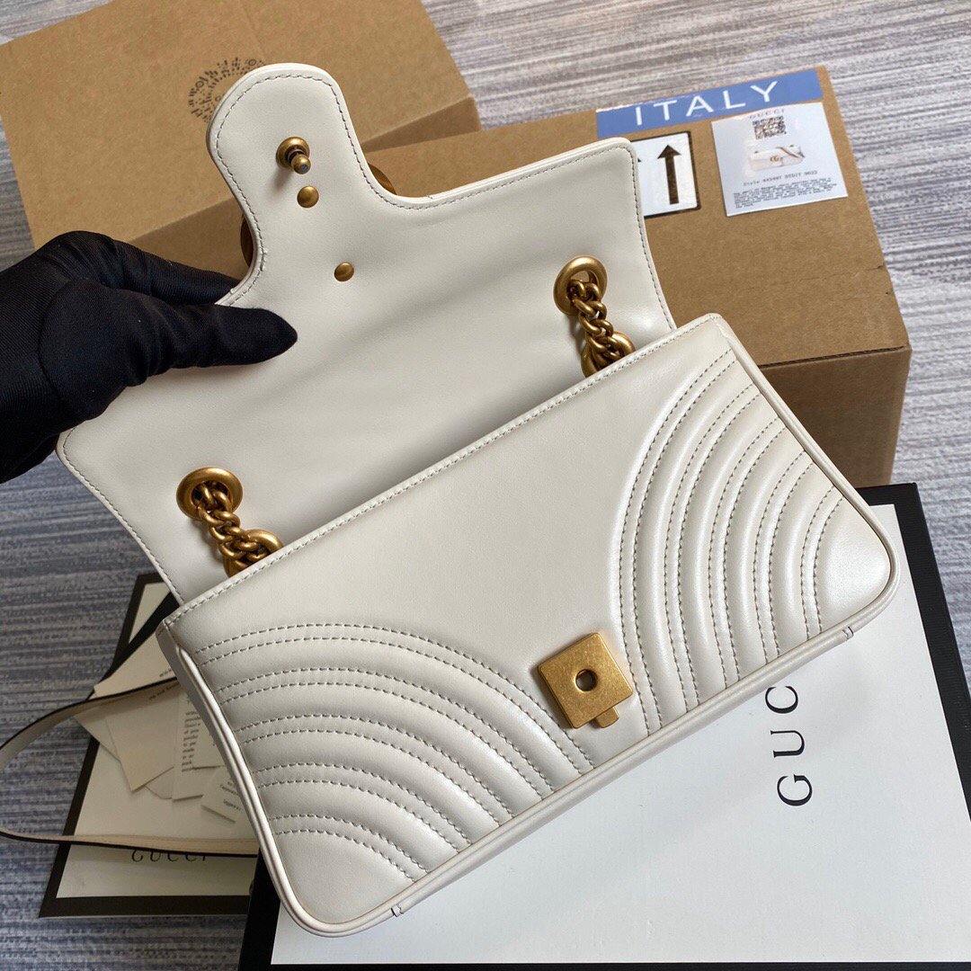 Gucci 443497 GG Marmont Matelass¨¦ Shoulder Bag White - luxibagsmall