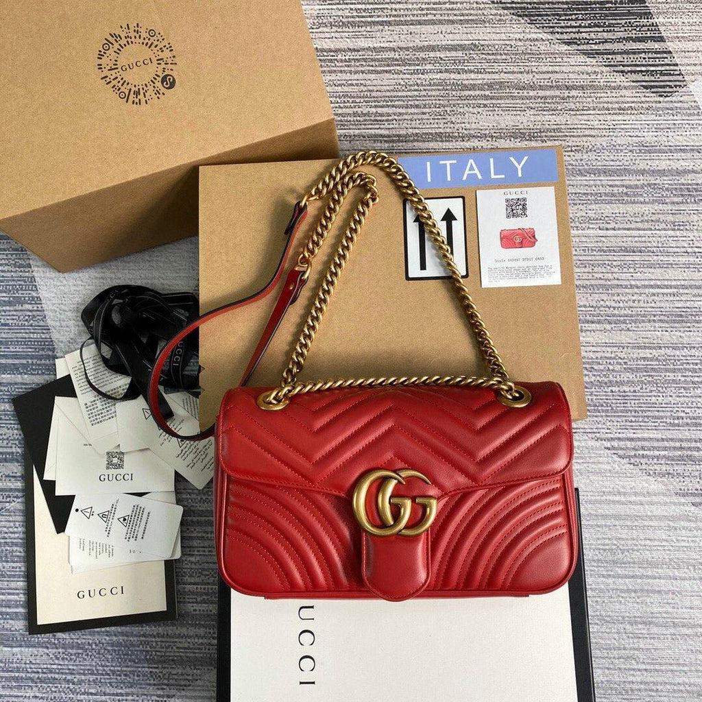 Gucci 443497 GG Marmont Matelass¨¦ Shoulder Bag Red - luxibagsmall
