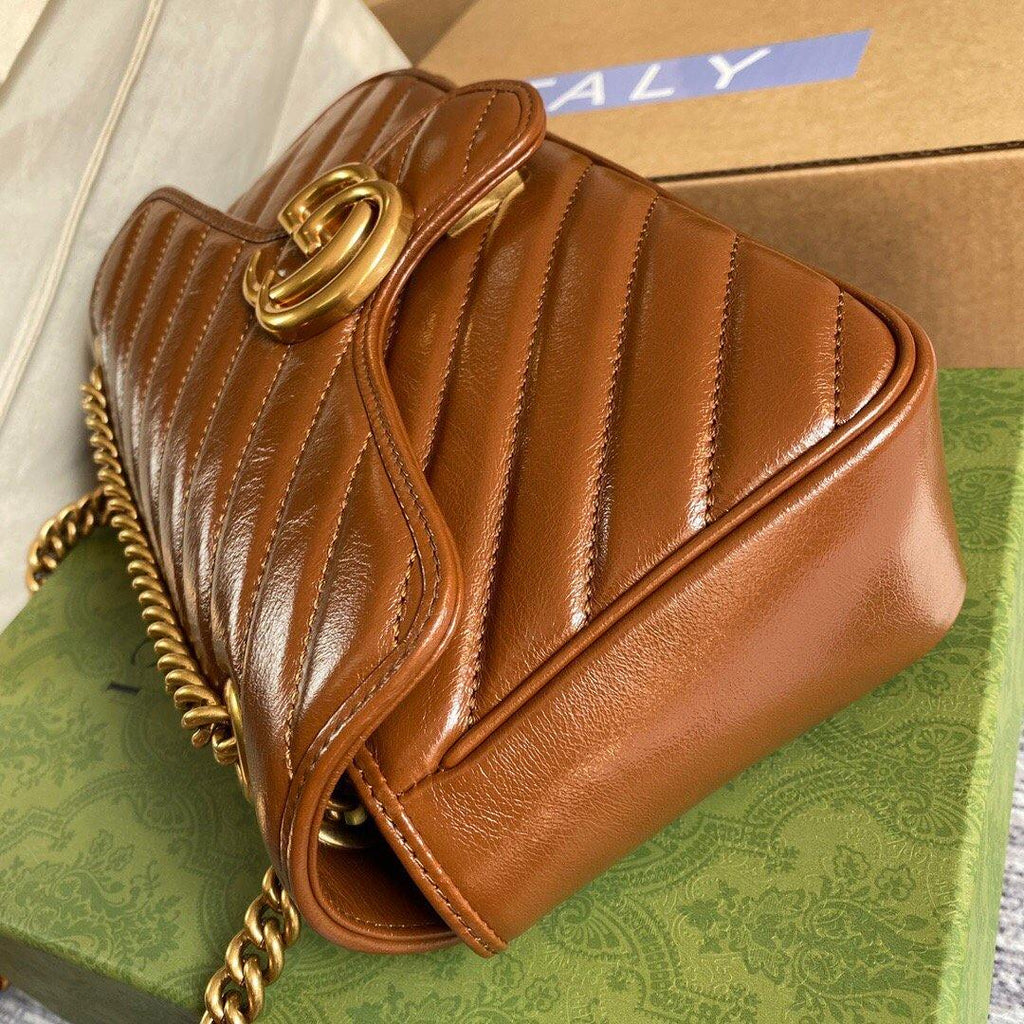 Gucci 443497 GG Marmont Matelass¨¦ shoulder Bag Brown - luxibagsmall