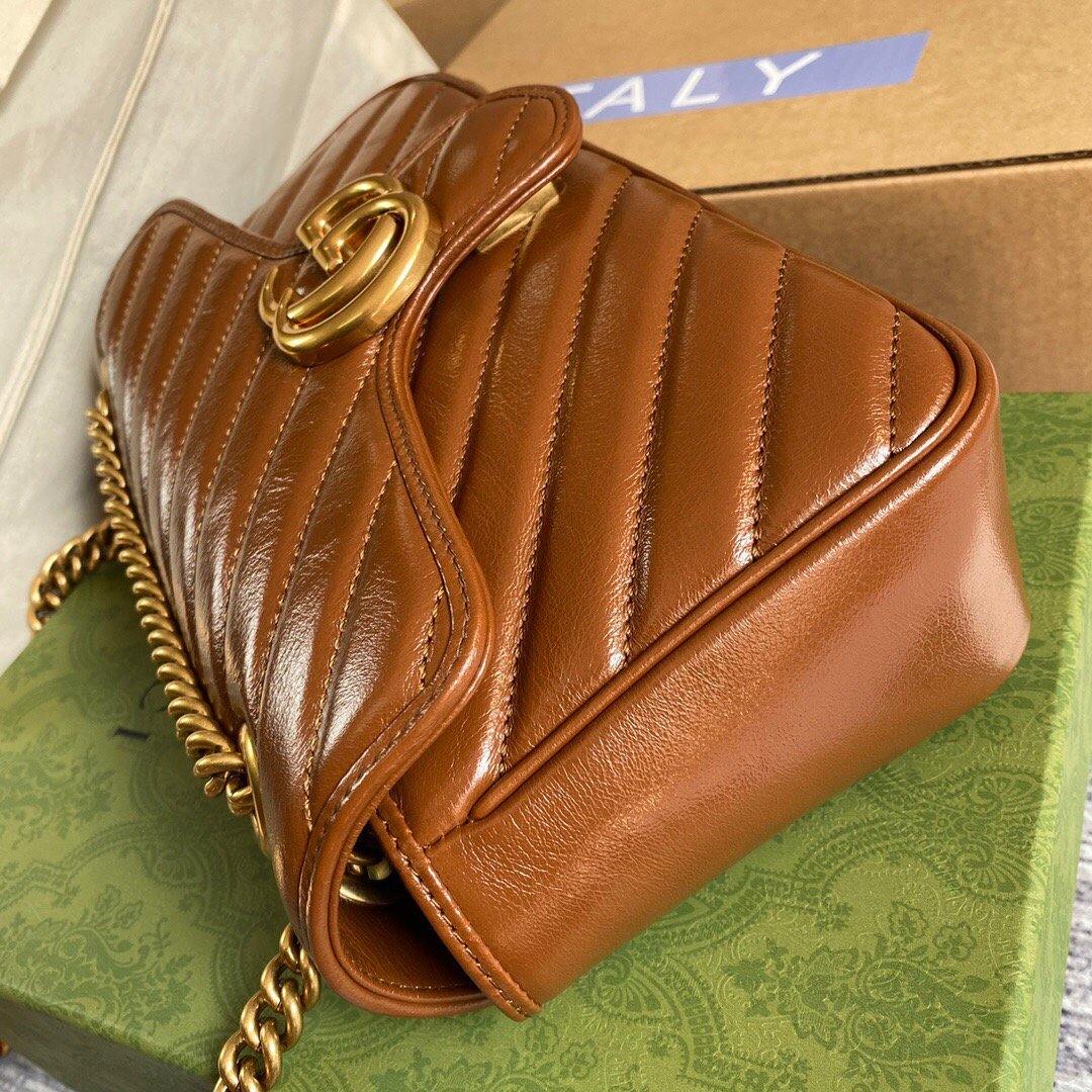 Gucci 443497 GG Marmont Matelass¨¦ shoulder Bag Brown - luxibagsmall