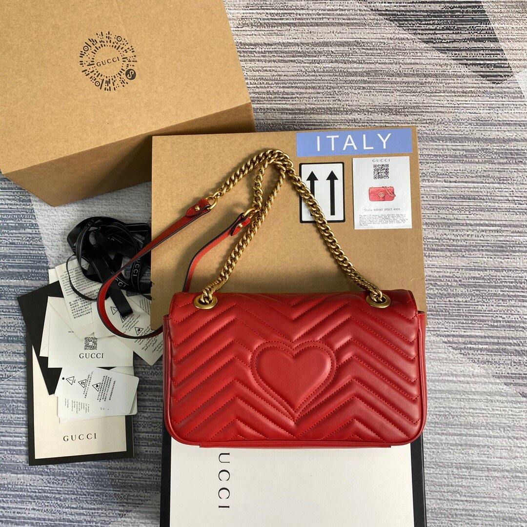 Gucci 443497 GG Marmont Matelass¨¦ Shoulder Bag Red - luxibagsmall