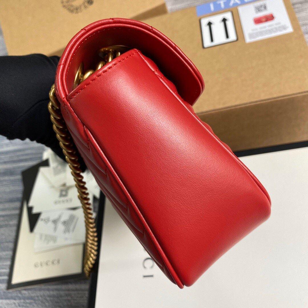 Gucci 443497 GG Marmont Matelass¨¦ Shoulder Bag Red - luxibagsmall